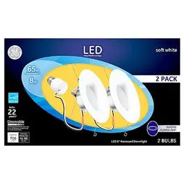 LED Recessed Light Bulbs R30 Kit Soft White Indoor 8-Watts 2-Pack Can Light Replacement GE