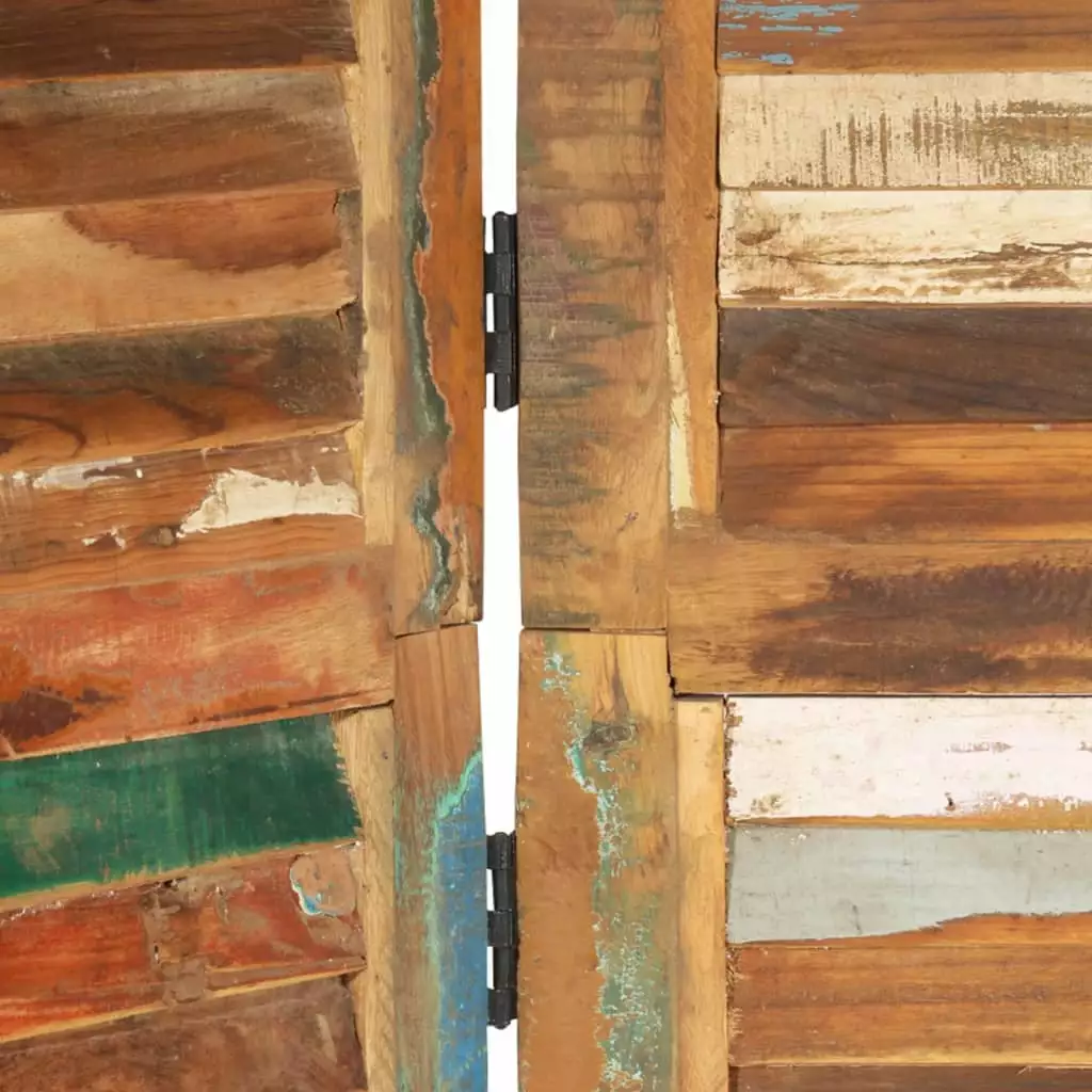 Vidaxl Reclaimed Wood 4 Panel Room Divider Polished Interior Decor Screen Irfora