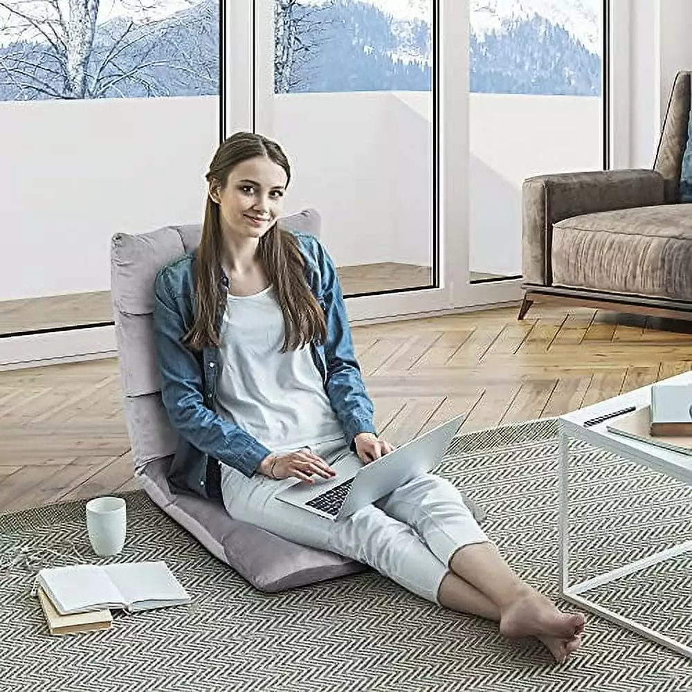 ZENY Floor Chair 14 Adjustable Position Folding Sofa Chair Back Support Padded Sleeper Bed Mufa