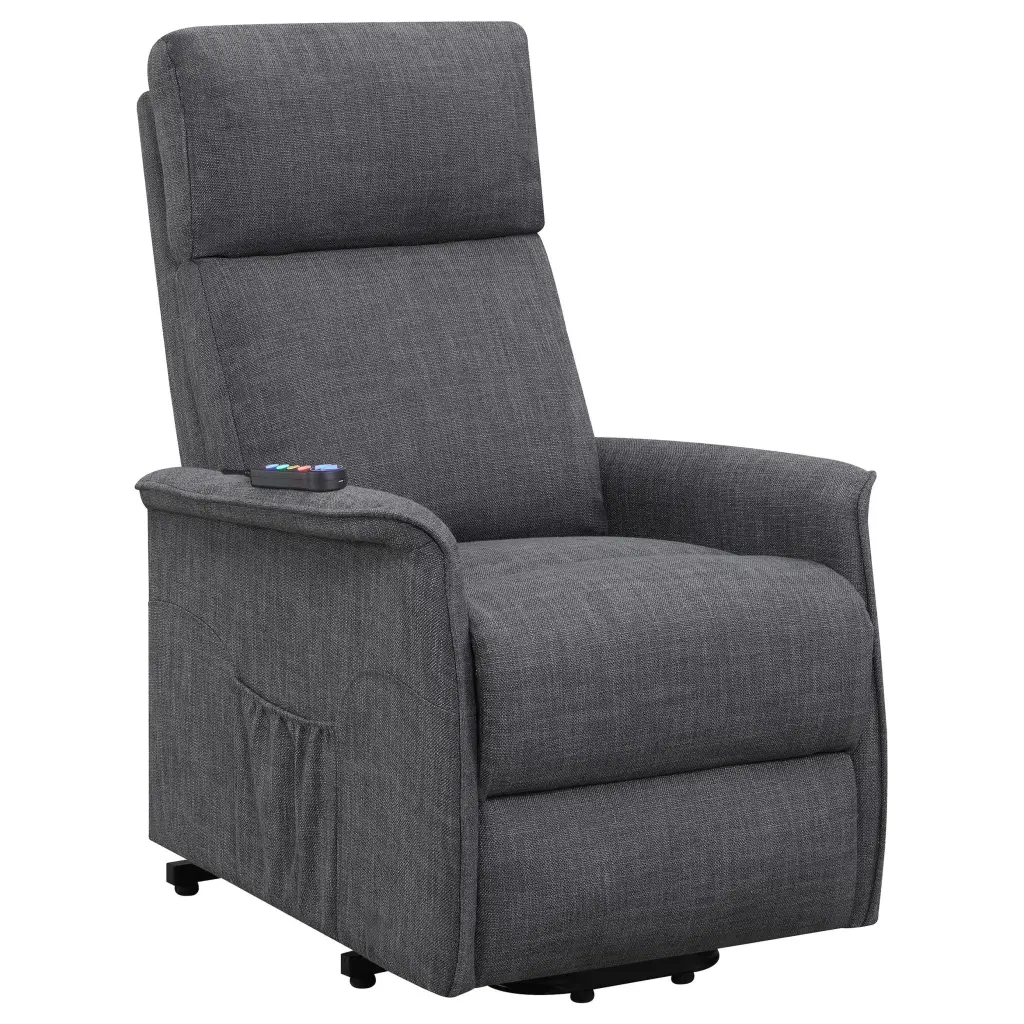 Herrera Power Lift Recliner Wired Remote Charcoal Fabric Reclining Chair