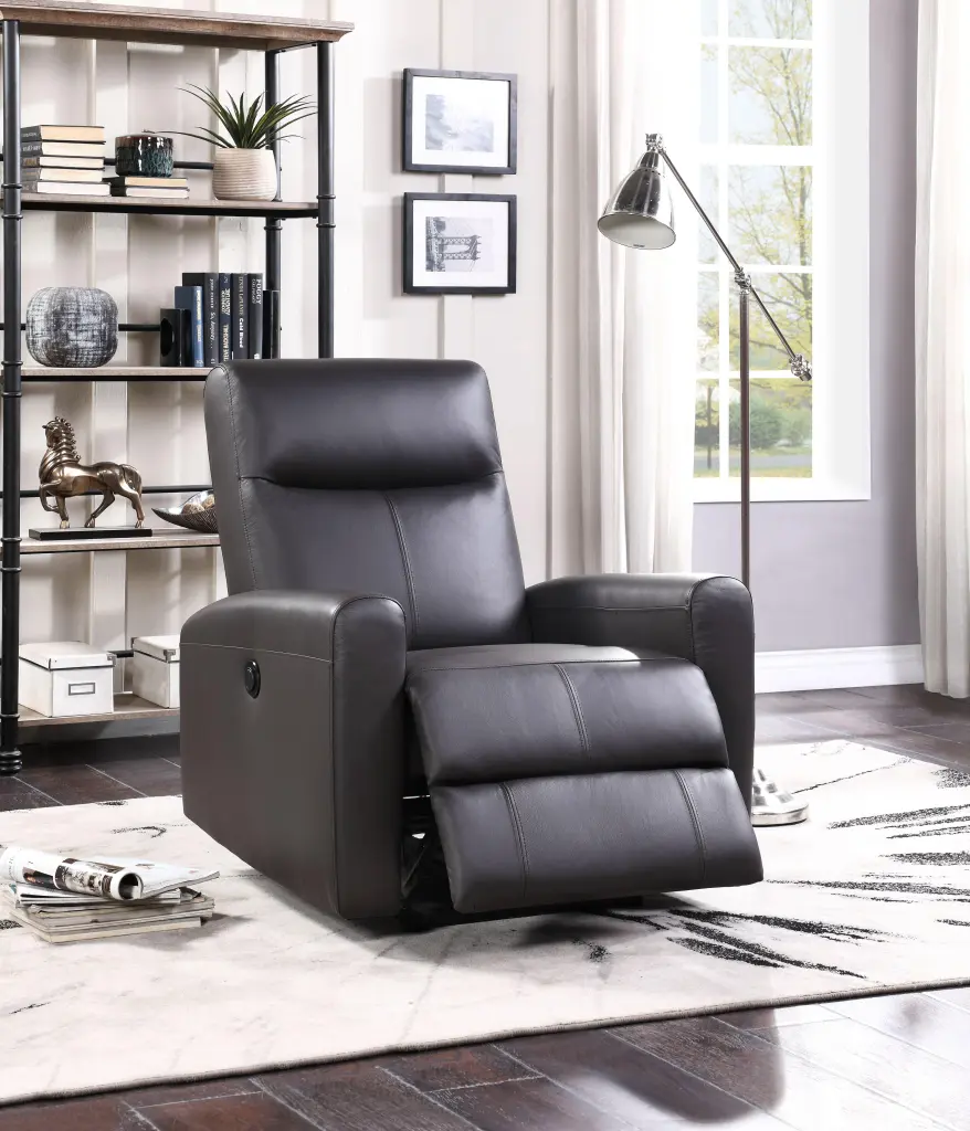 Blane Brown Top Grain Leather Match Recliner Power Motion - Premium Comfort Chair
