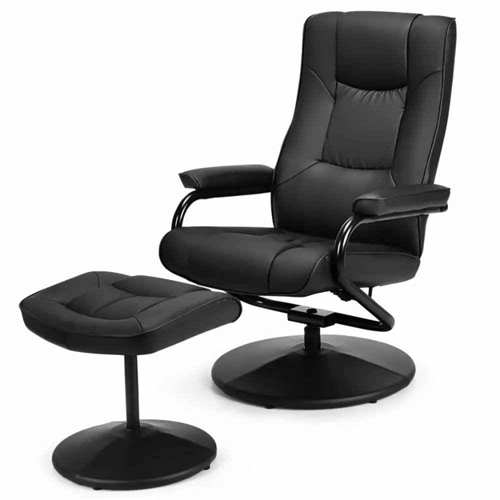 Canddidliike Swivel Lounge Chair Recliner Ottoman Black Comfortable Gaming Chair Adjustable Back 360 Swivel Footrest Inclu...
