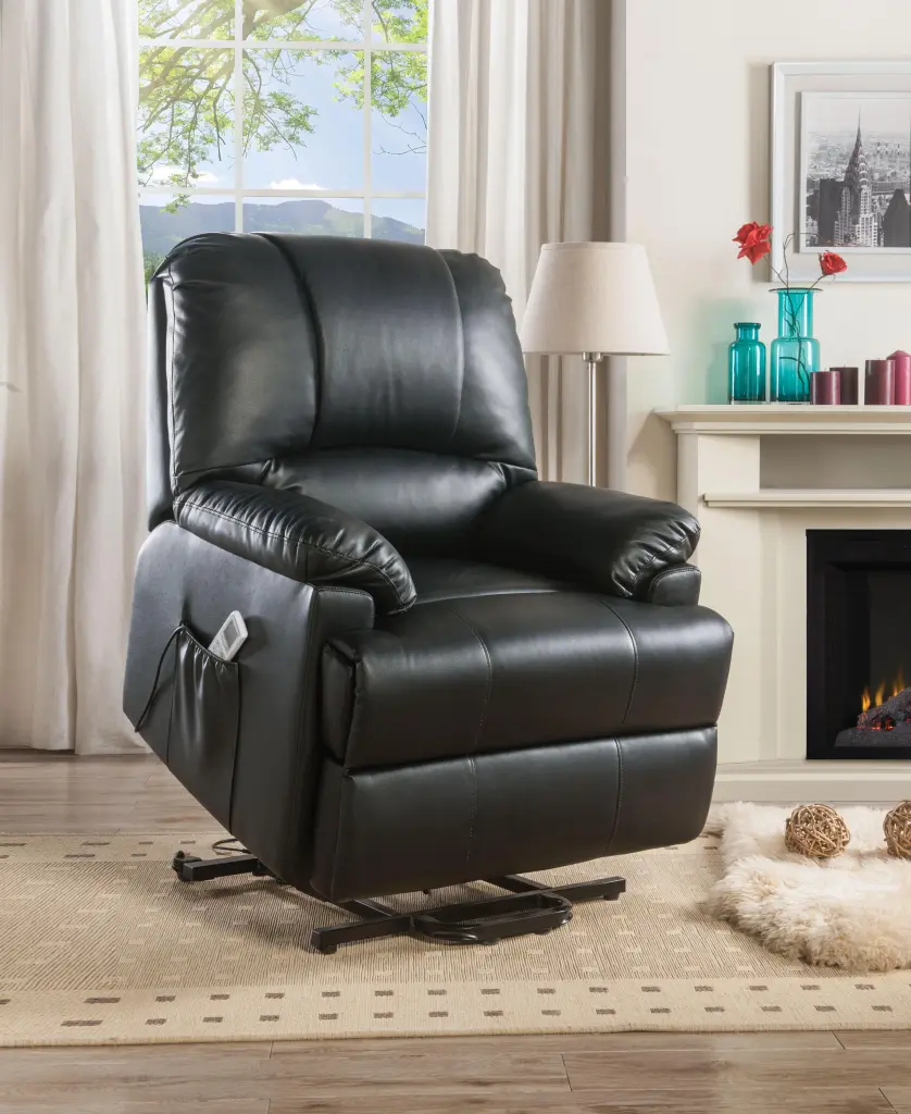 Ixora Black PU Recliner Power Lift and Massage Living Room