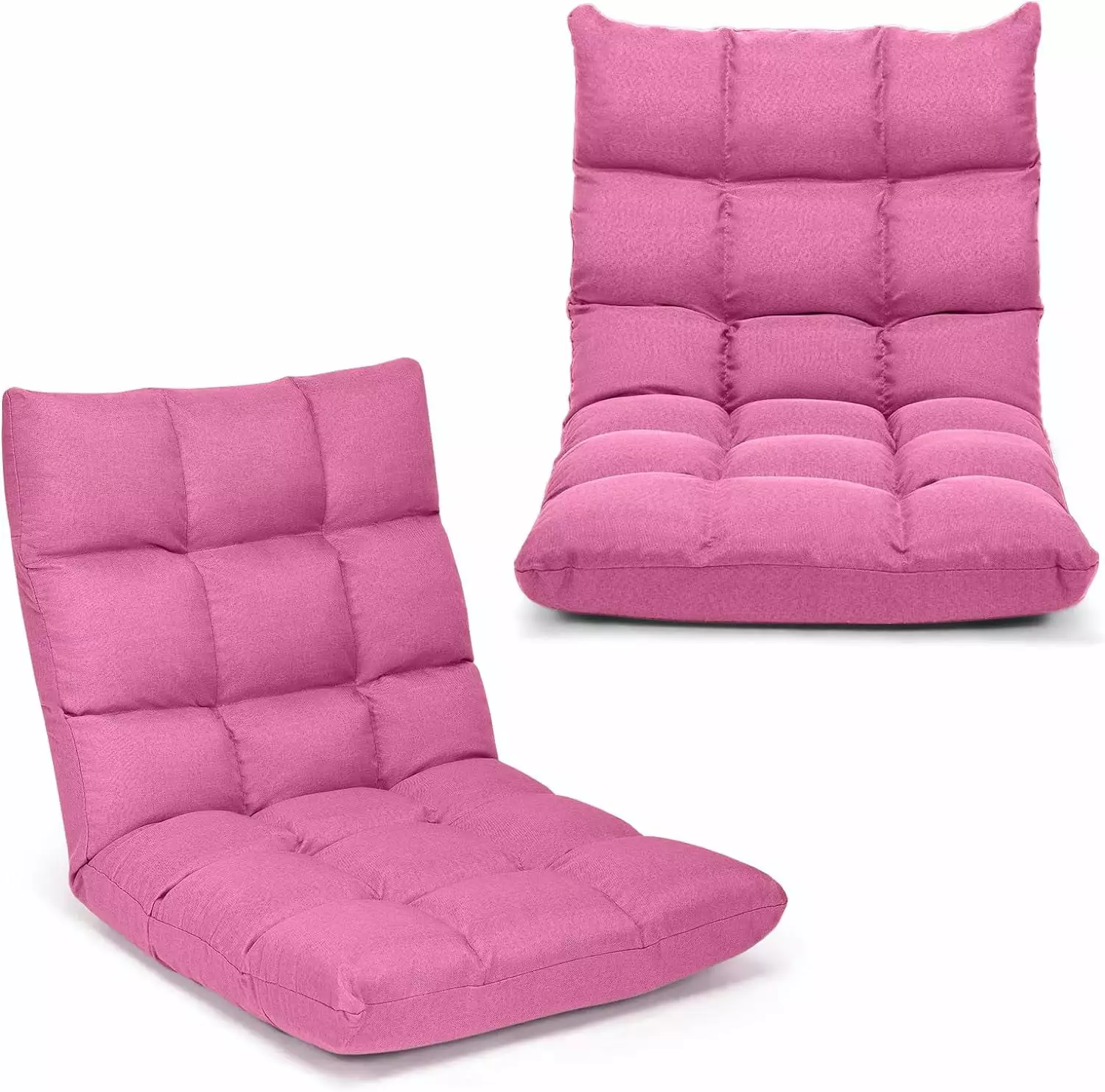 14-Position Floor Chair Resilience Sponge Alloy Steel Frame Padded Bed Couch Recliner Back Support Pink LHY