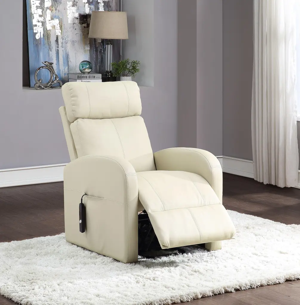Ricardo Beige PU Recliner w/Power Lift - Comfortable Electric Reclining Chair Elderly