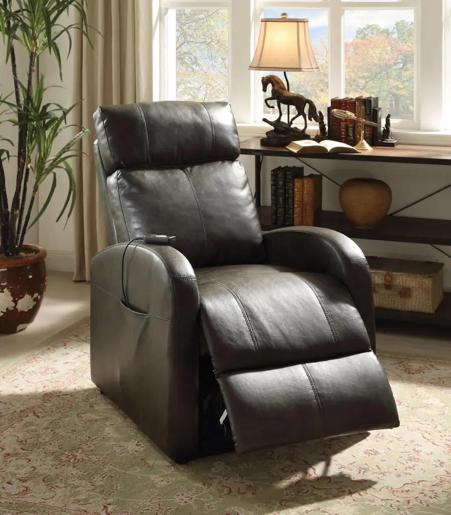 Ricardo Dark Gray PU Recliner w/Power Lift - Stylish and Functional Reclining Chair