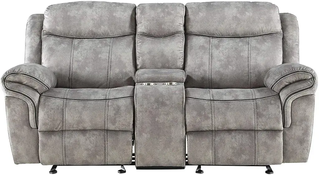 Acme Furniture Zubaida Motion Loveseat Console 2-Tone Gray Velvet 55026 - Modern Reclining Sofa