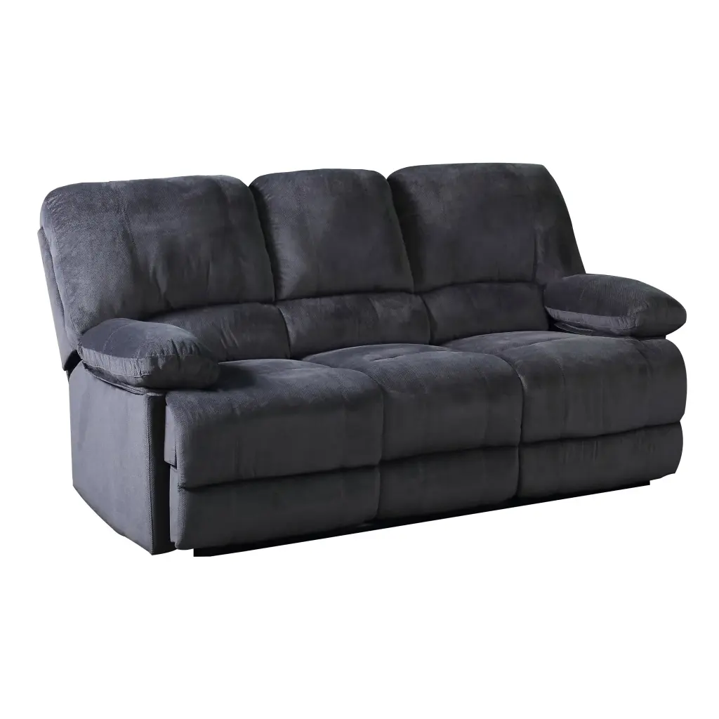 Kevin Collection Contemporary Upholstered Reclining Sofa Dual Recliners Grey AC Pacific