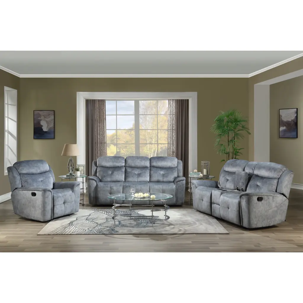 Ergode Motion Sofa - Silver Gray Fabric Reclining Sofa Ultimate Comfort