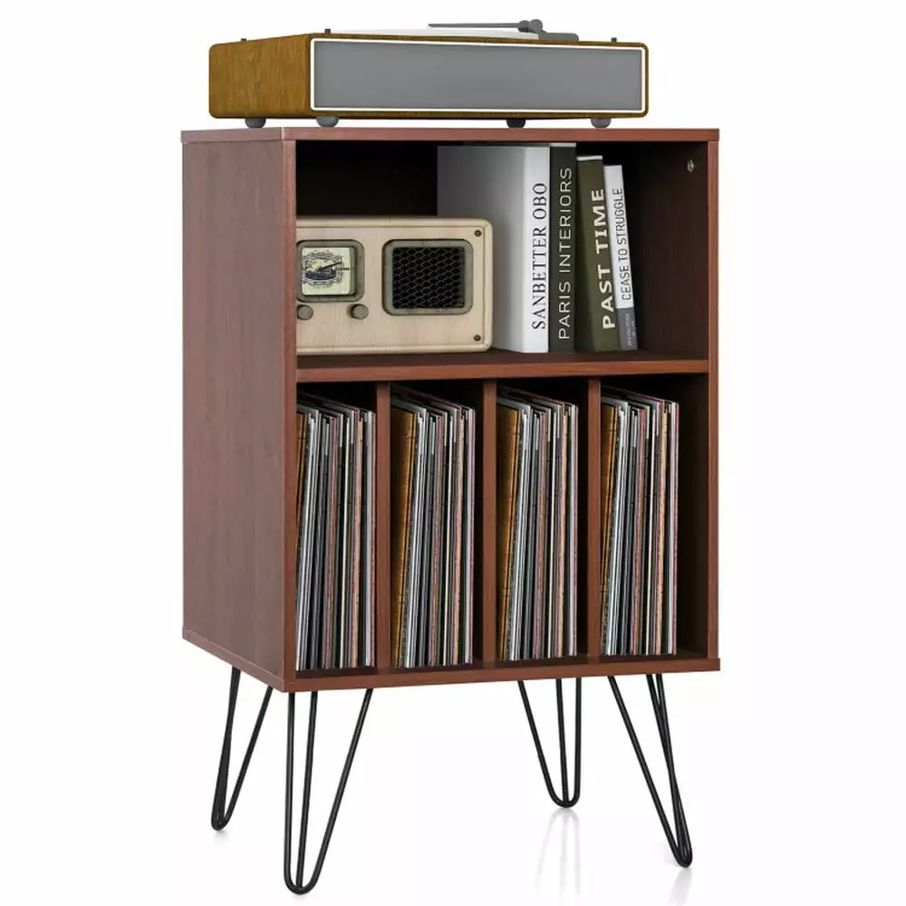 YYAo Filing Cabinet Freestanding Record Player Stand Record Storage Coffee