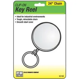 Retractable Key Reel Clip 24-Inch Chrome Chain Hy-Ko