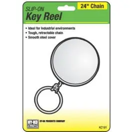 Key Reel Slip-On Retractable Chrome 24-Inch Chain Keys Hy-Ko