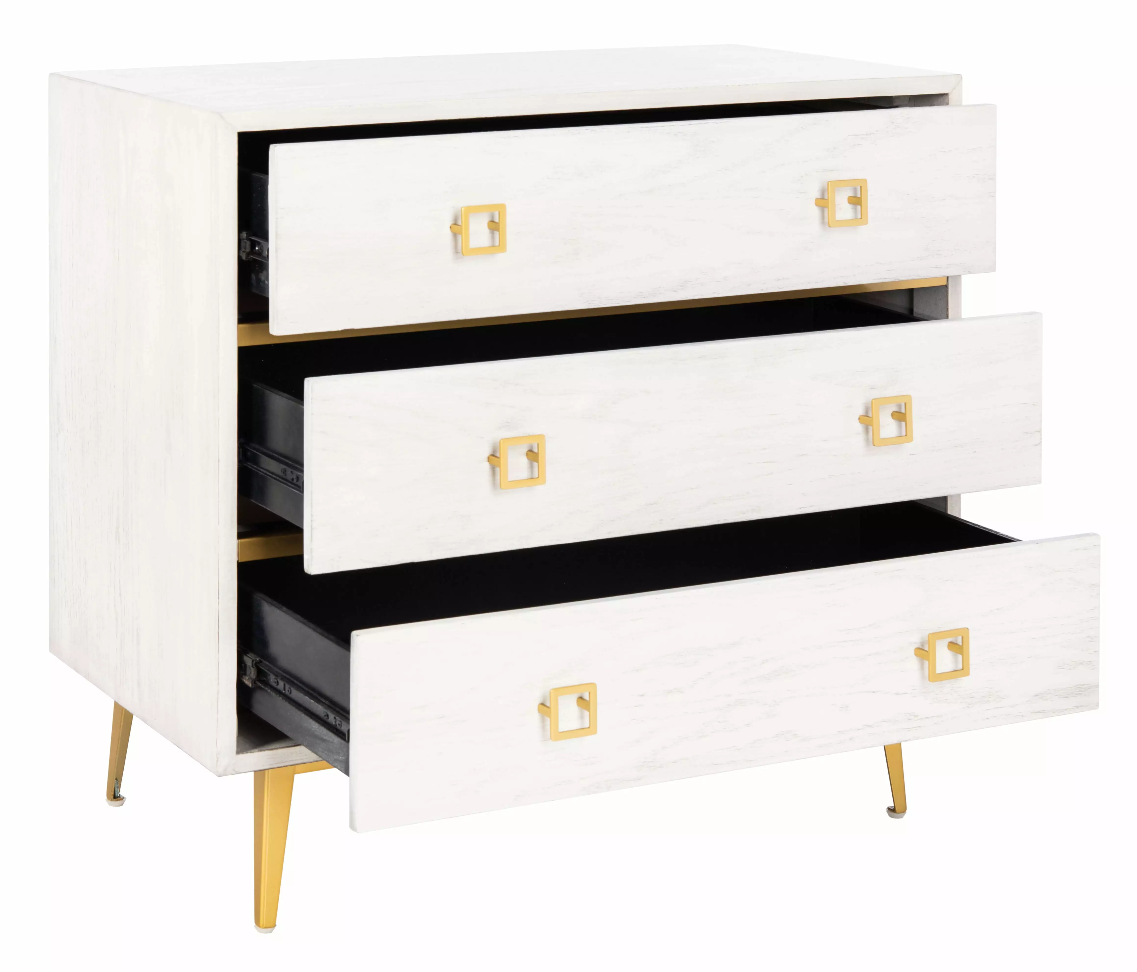 SAFAVIEH Katia Contemporary Retro Three Drawer Chest White Finish