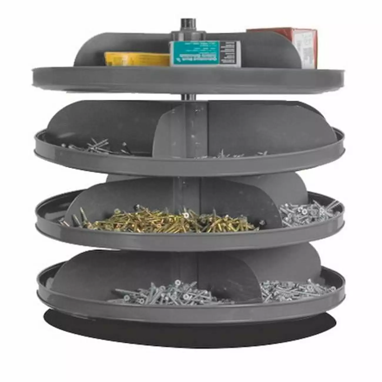 Durham 1104-95 17in Rotabin Storage 4 Revolving Shelves Gray Organizer
