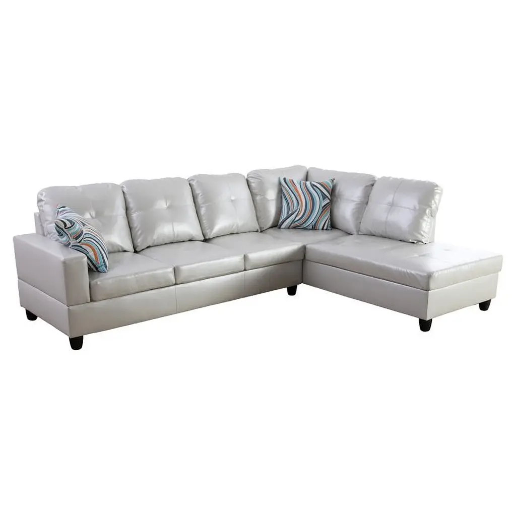 Star Home Living Corp Harry Faux Leather Right Sectional Sofa Silver Powder