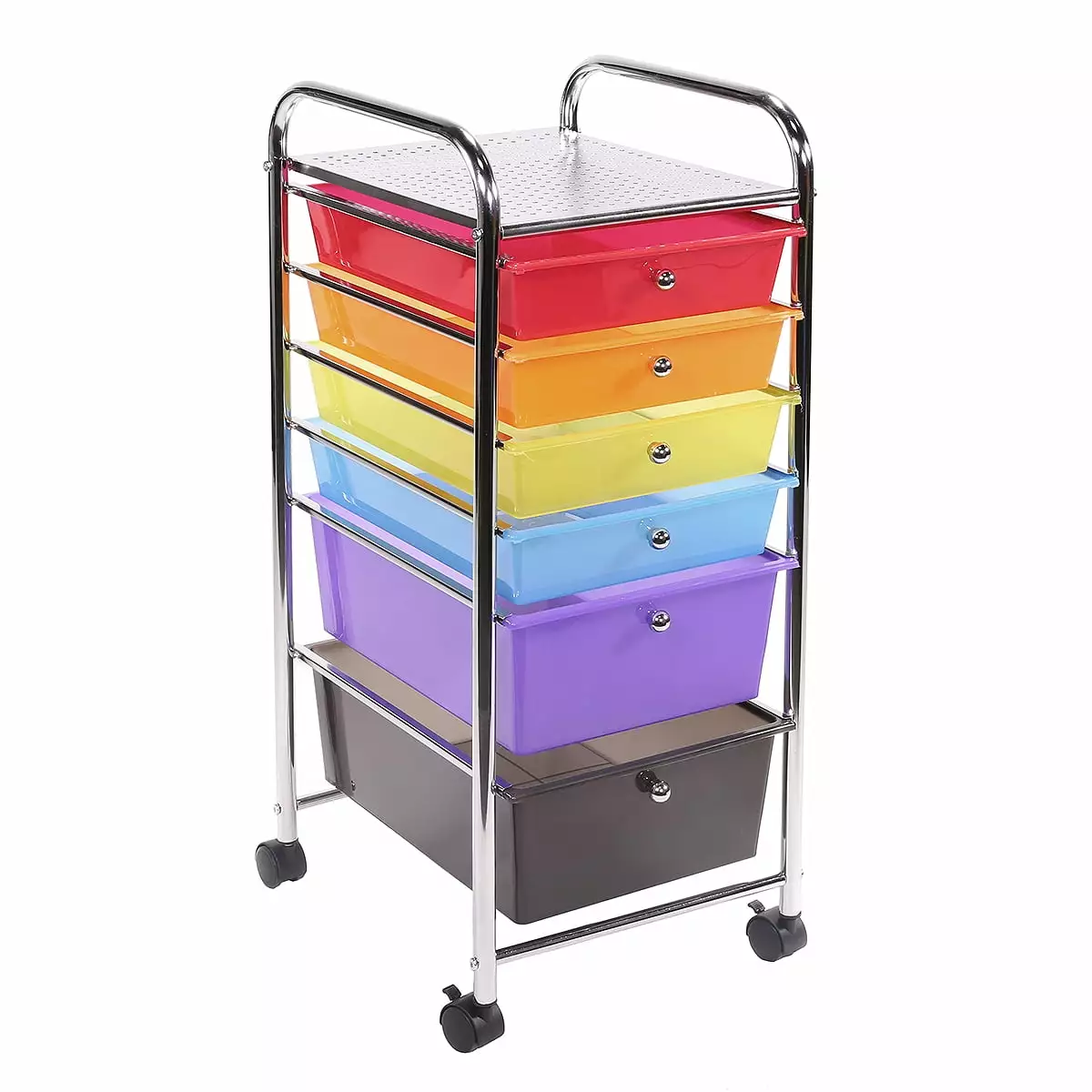 Barton 6-Drawer Rolling Storage Cart School Office Paper Organizer Rainbow Shelves