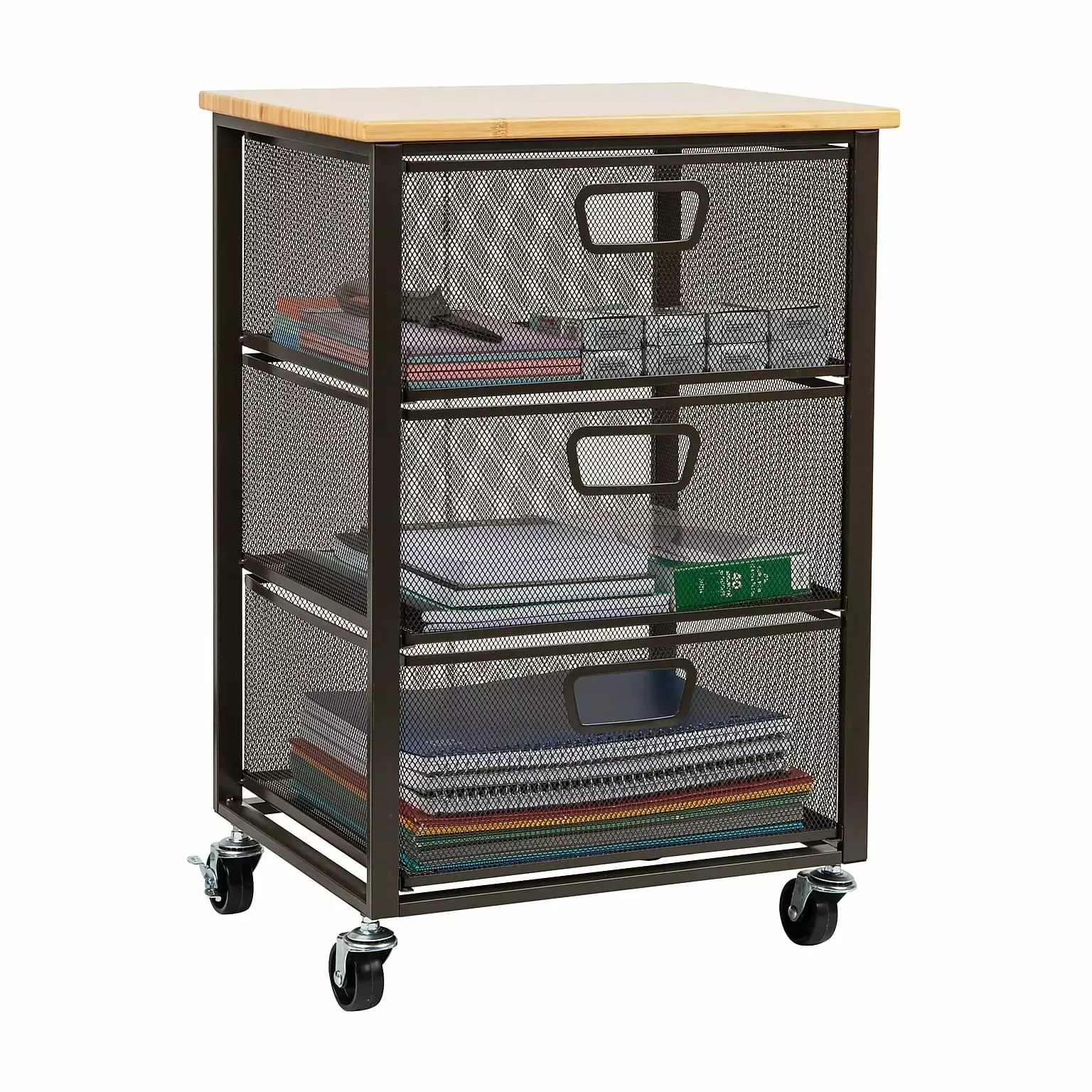 YZY 3-Shelf Drawer Mobile Organizer Cart Wheels Black