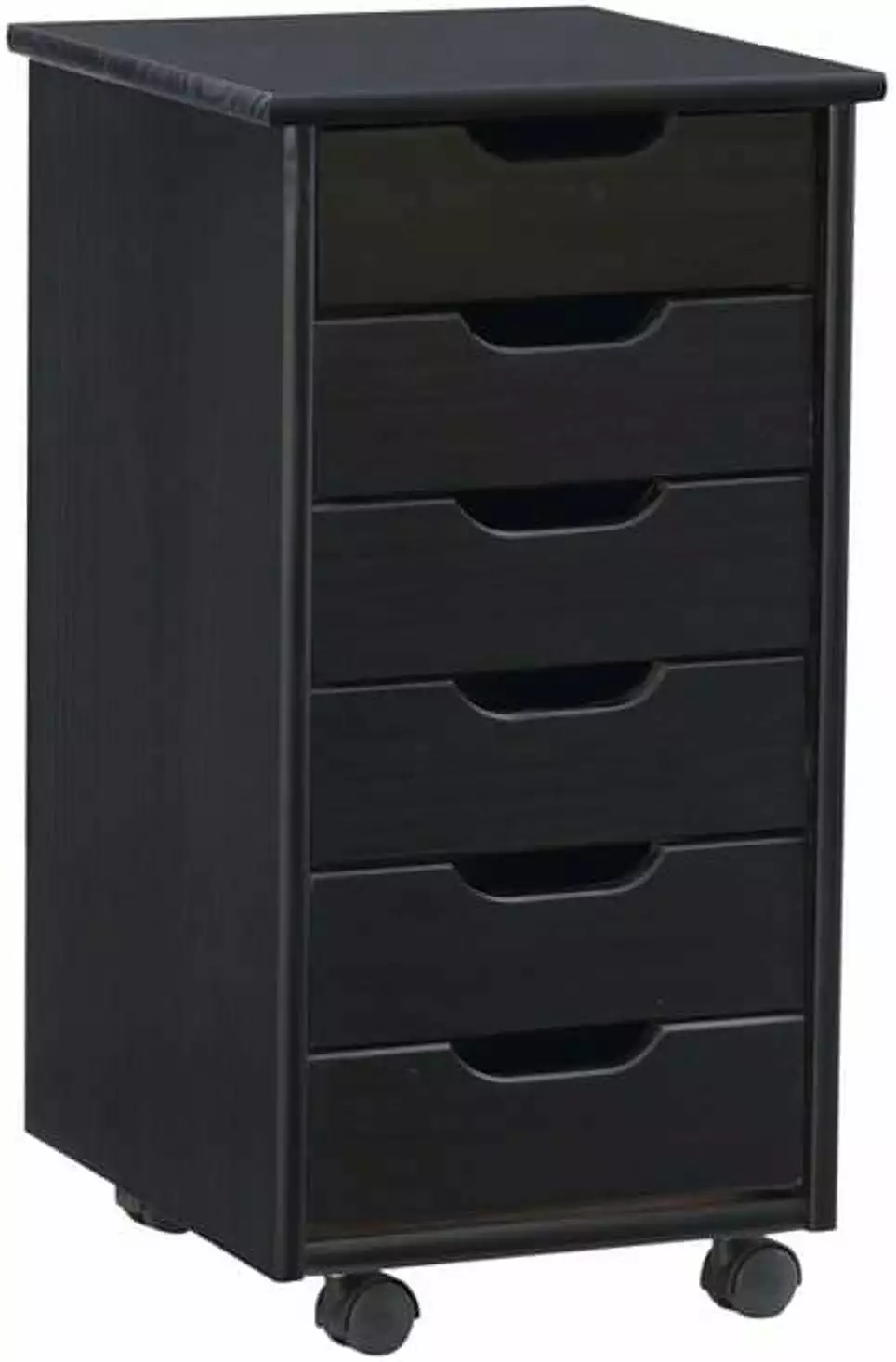 Elegant Callie Black 6 Drawer Multipurpose Dresser Wood Rolling File Cabinet Storage Cart