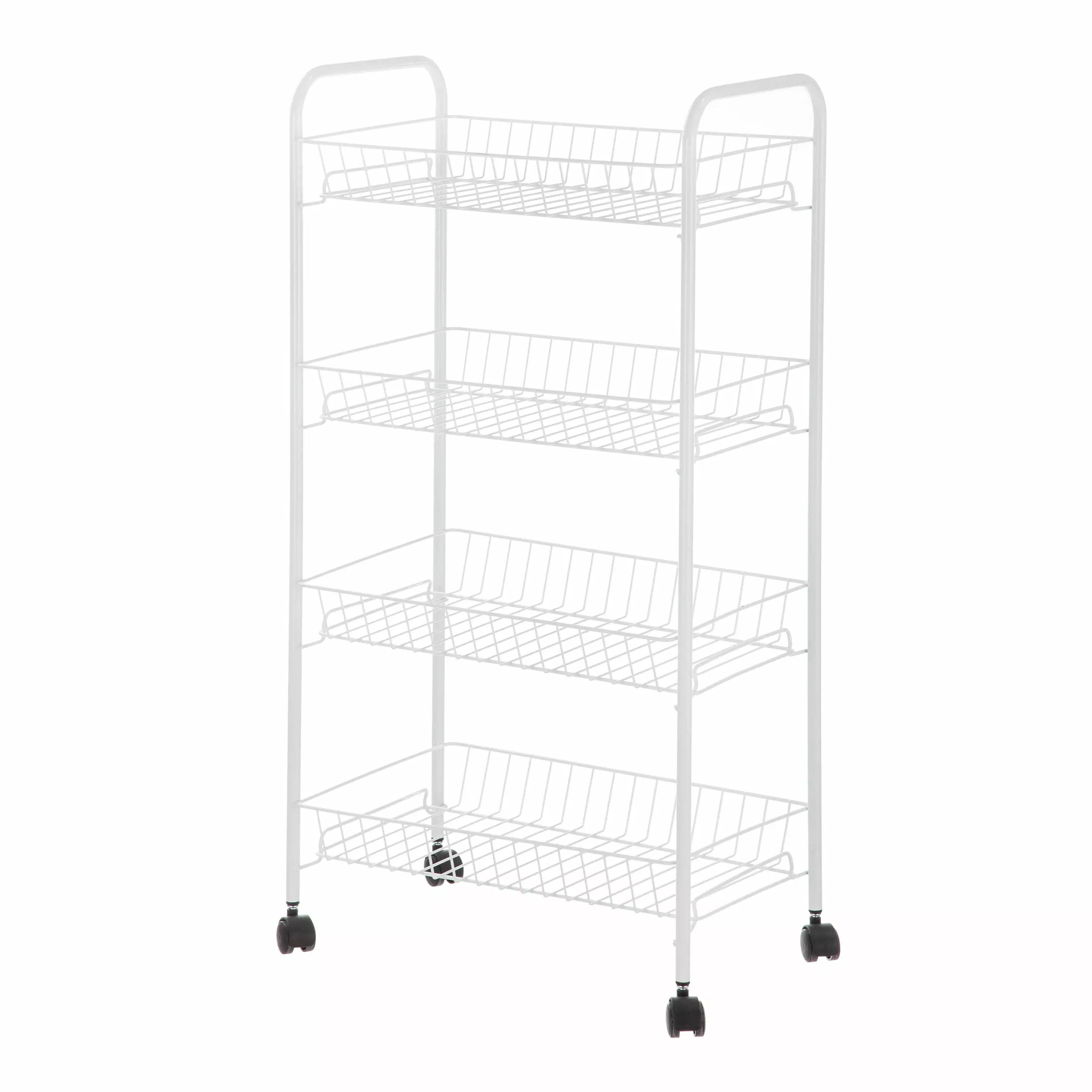 Mainstays 4-Shelf Steel Laundry Cart Caster Wheels White Adult Senior and Teen Age Groups