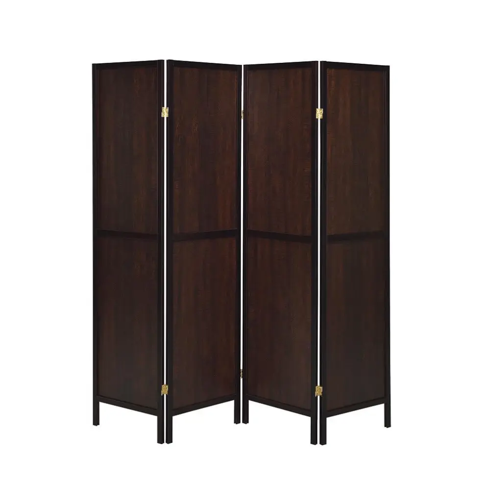 Deepika 4-Panel Folding Room Divider Screen Tobacco and Cappuccino
