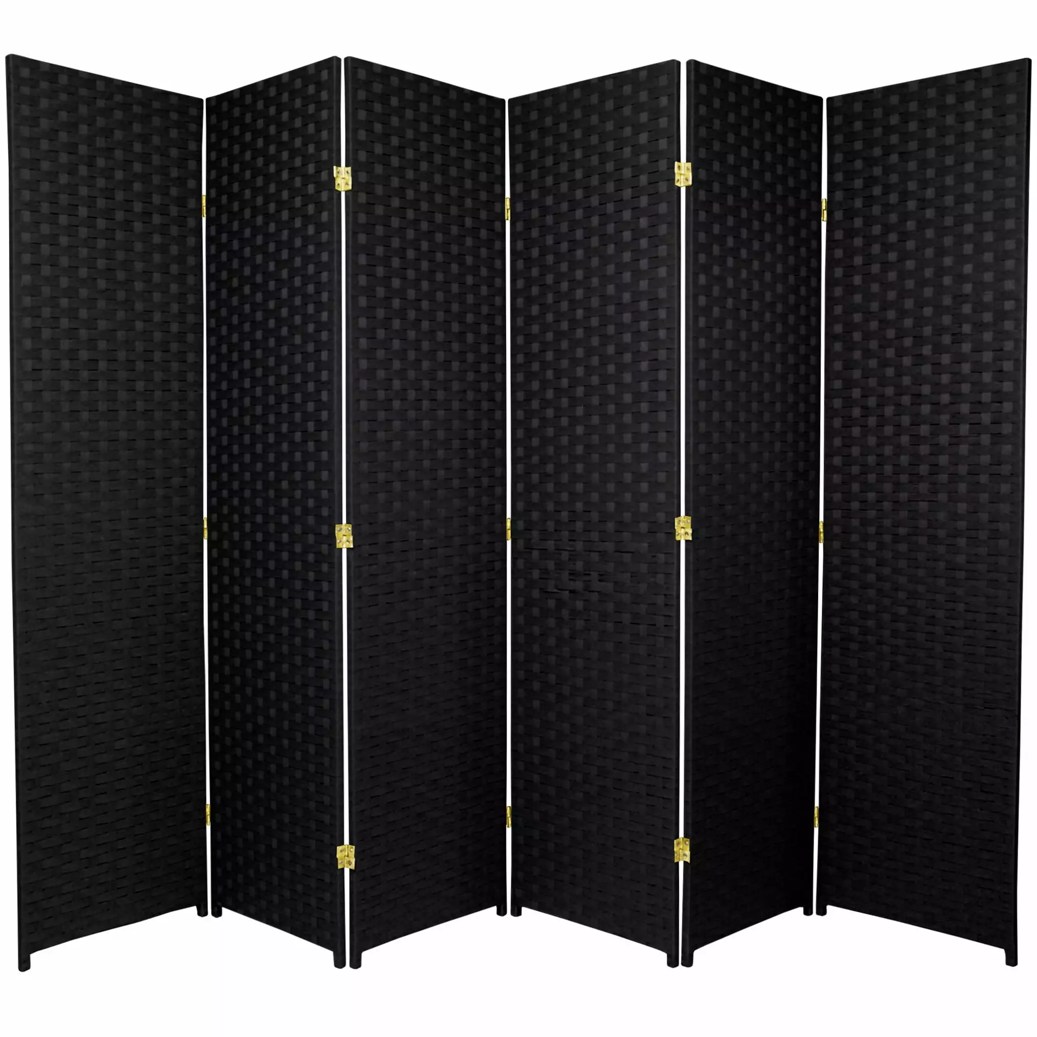 6 ft Tall Woven Fiber Room Divider 6 Panel Black Oriental Furniture