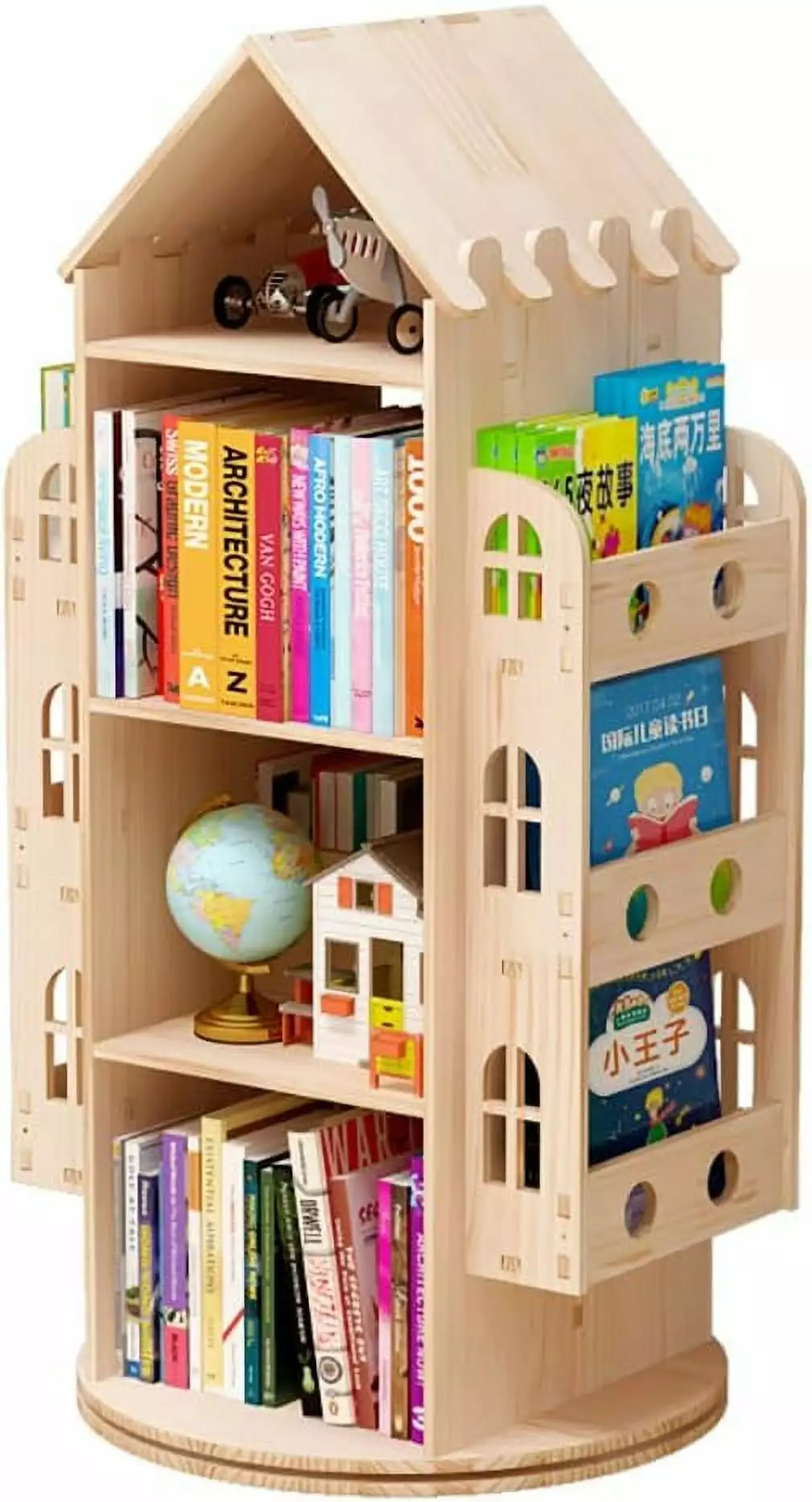 Rotating Bookshelf 360 Display Floor Standing Bookcase Storage Rack Children's Bookshelf DONFU