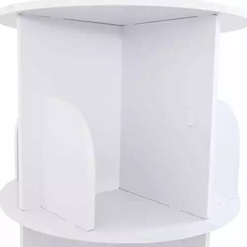Rotating Bookshelf 360 Display 2 Tier Floor Standing Bookcase White Storage Rack Stackable Shelves Kids Adults Solid Wood ...