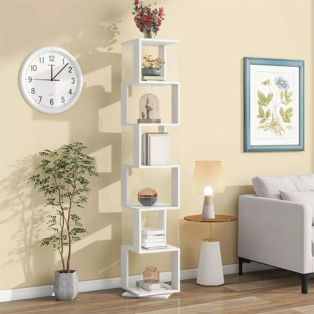 6 Tier Rotating Bookshelf 360 Floor Standing Bookcase Storage Rack Home Office Living Room HeroicLion