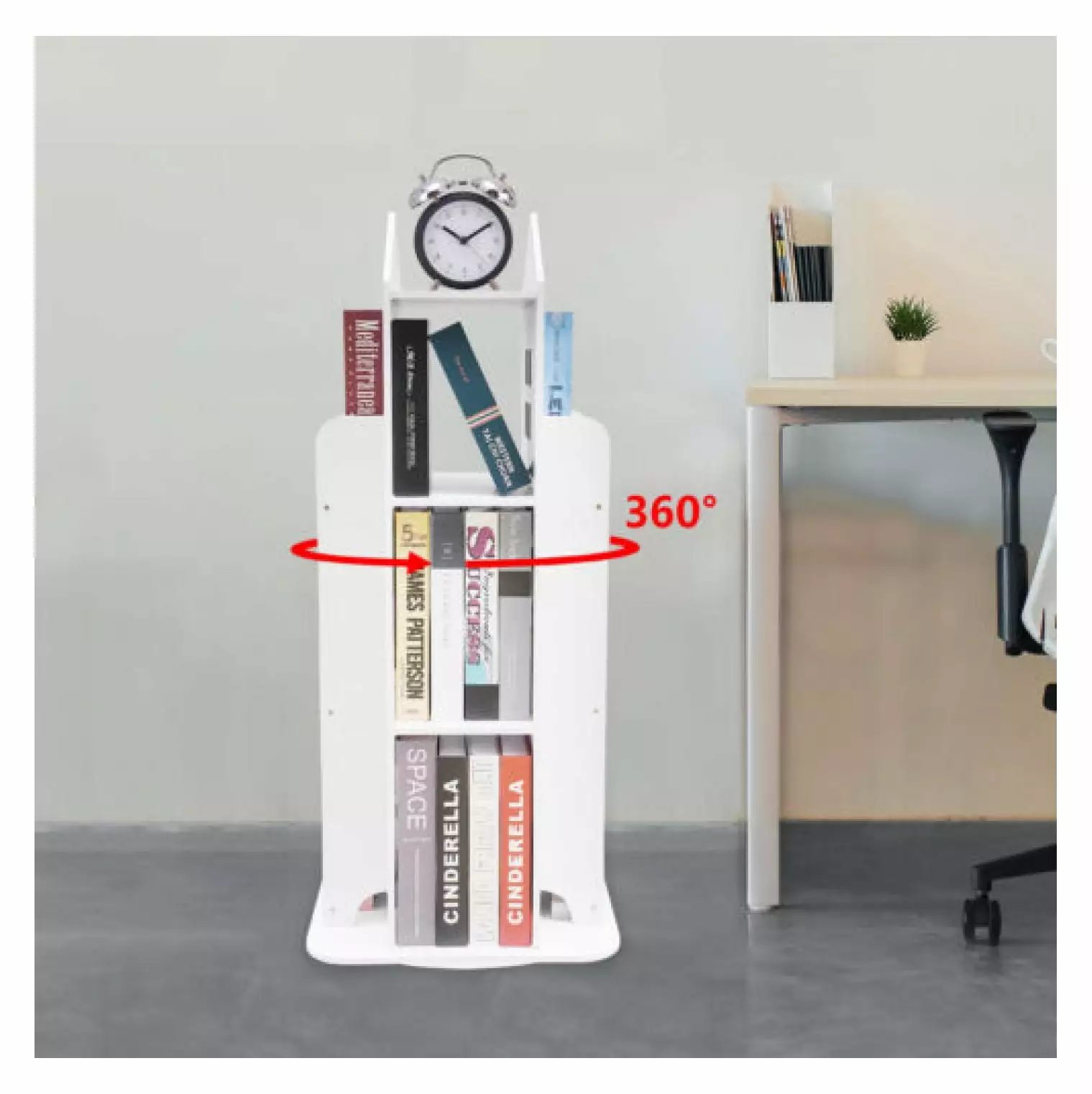 Hongwa 3-Tier Rotating Kids Spinning Bookshelf 360 Display Storage Bookcase