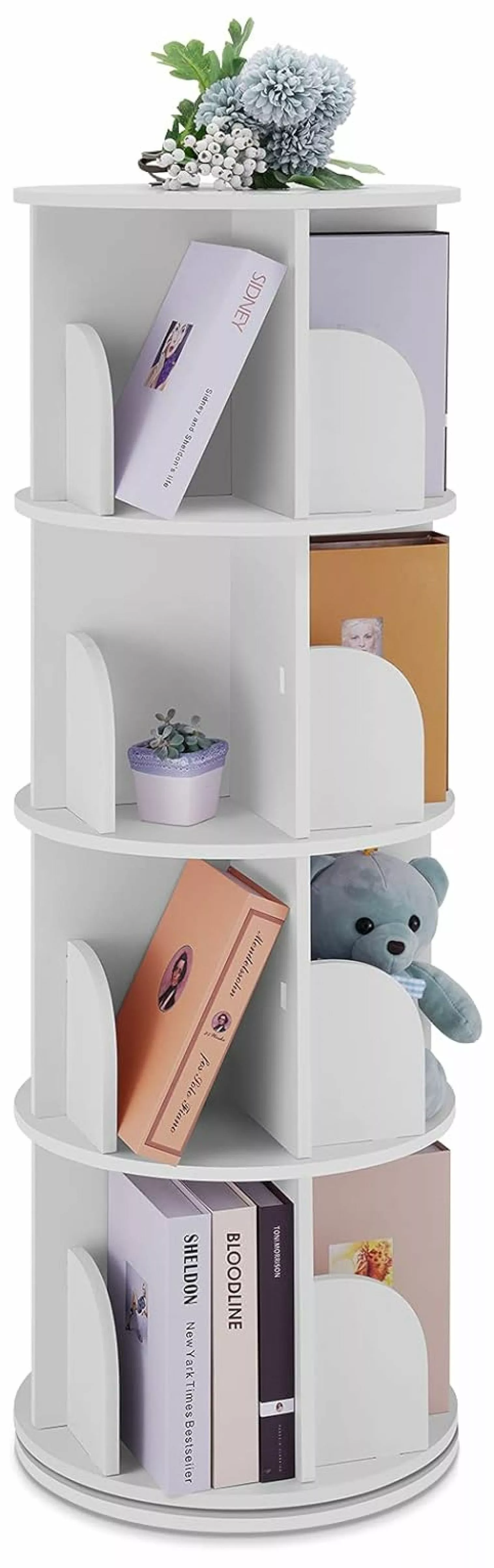 Killeryuki 360 Rotating Bookshelf Floor Standing Multi-Functional Bookcase Kids Adults