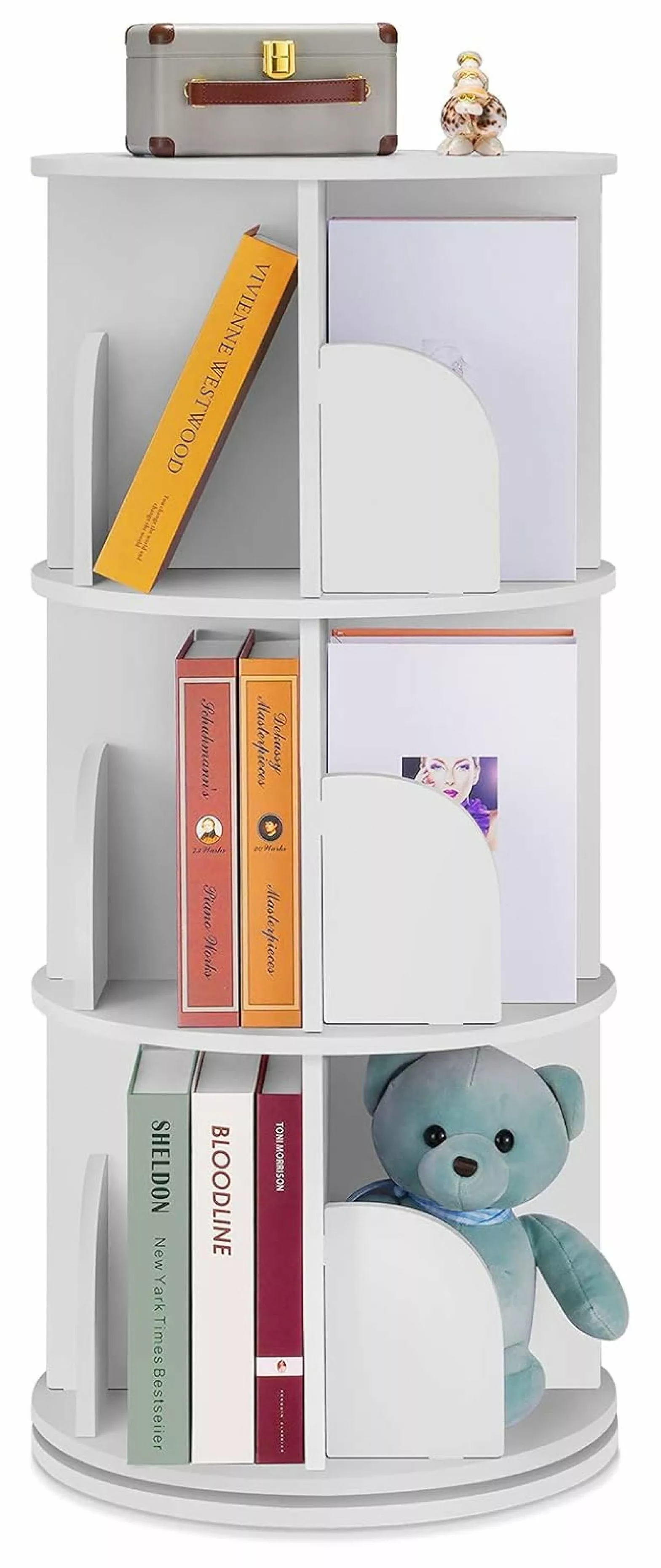 wangc123 Rotating Bookshelf 360 Display Floor Standing Bookcase Kids and Adults Multi-Functional Organizer