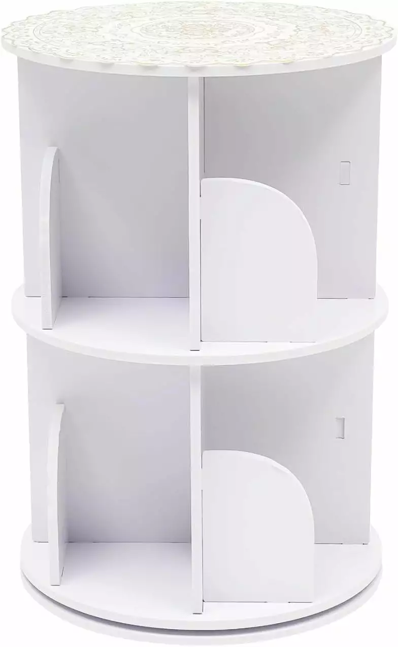 Rotating Bookshelf 2 Layers 360 Freestanding Display Floor Standing Bookcase Kids Adults Multi-Functional Bookshelf Organi...
