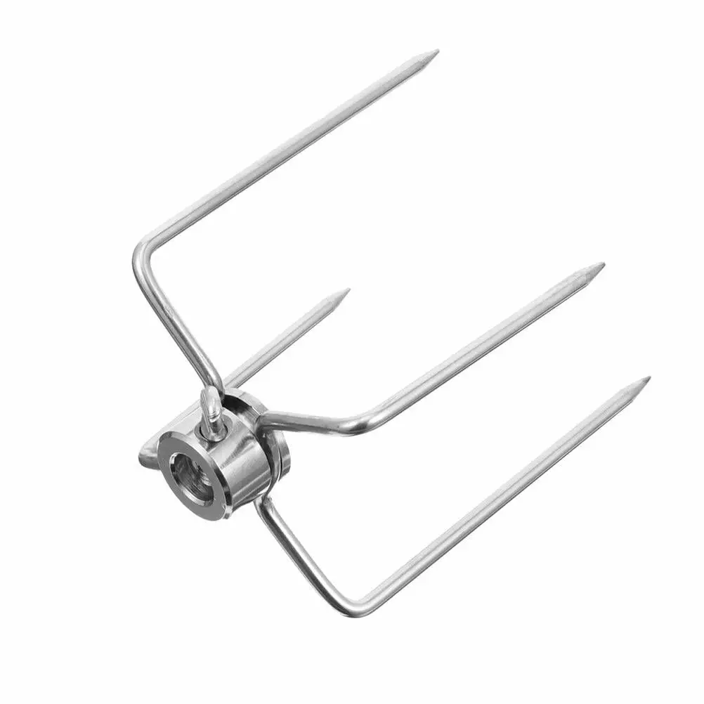 Grill Rotisserie Forks Stainless Steel Rotisserie Meat Forks Grills Outdoor Barbecue Tools Supplies Silver