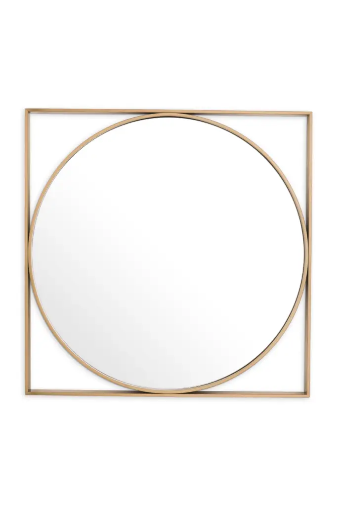 Square Framed Round Mirror Eichholtz Montauk Modern Wall Mirror