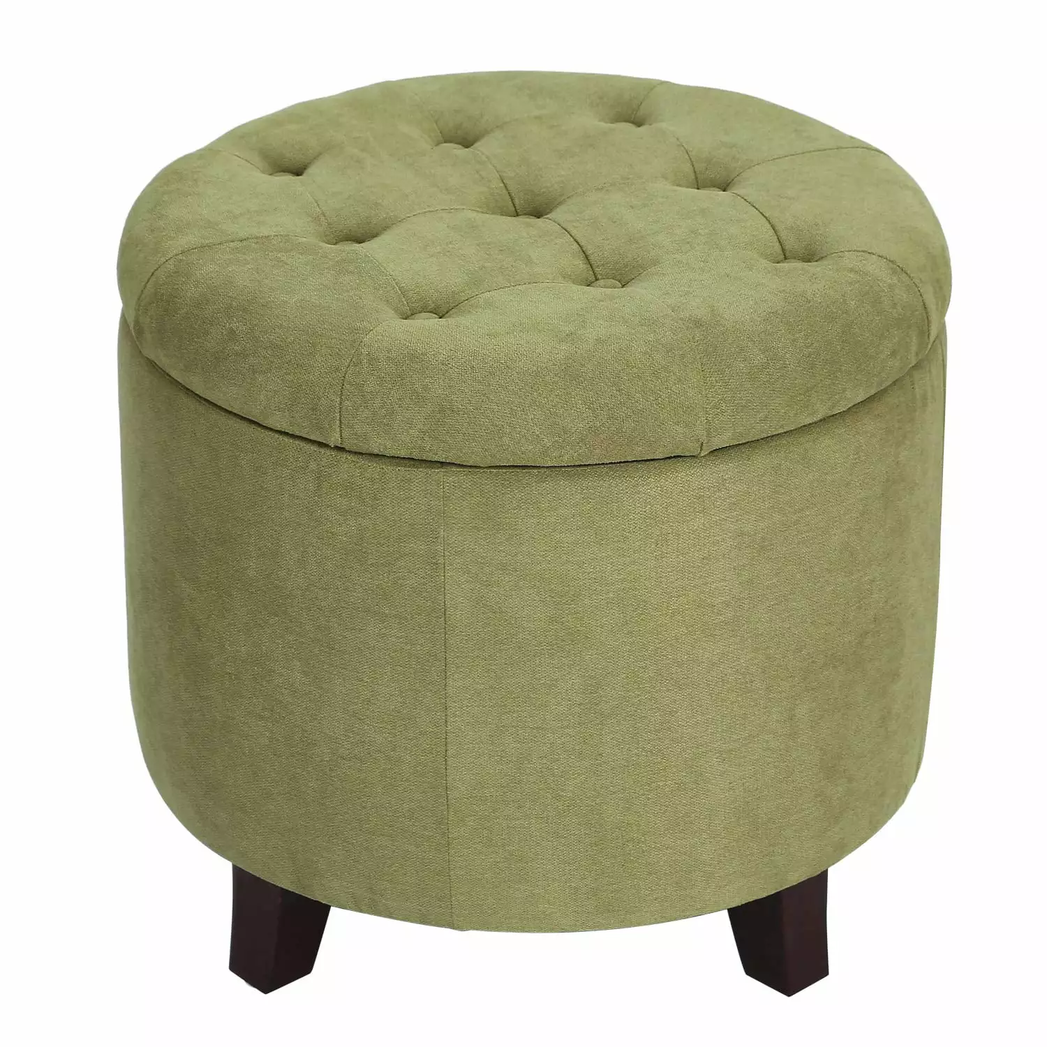 Homebeez Upholstered Tufted Storage Ottoman Footstool 17H Round Living Room & Bedroom Ottomans