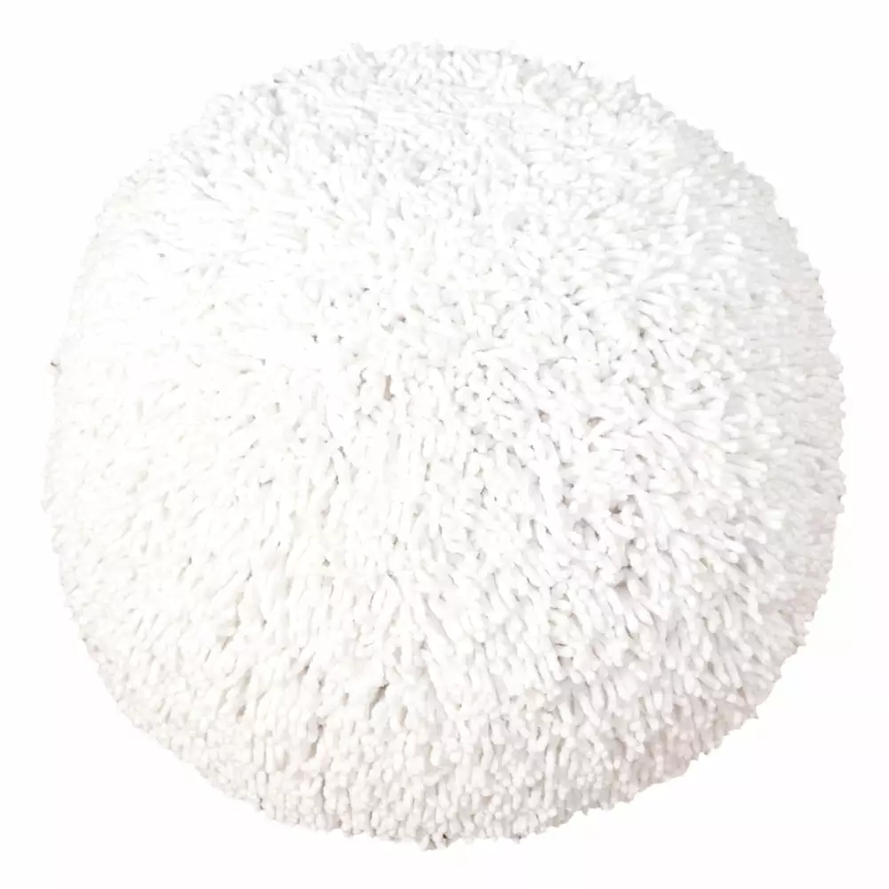 LR Home Medium Over-tufted Solid Indoor Round Pouf Natural 20 x 20 x 16