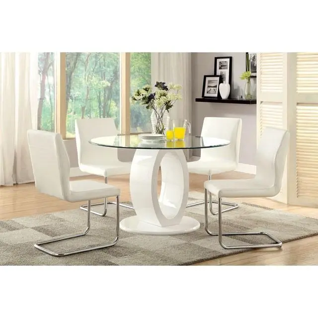 LODIA I White Round Table Small Dining Table Kitchen