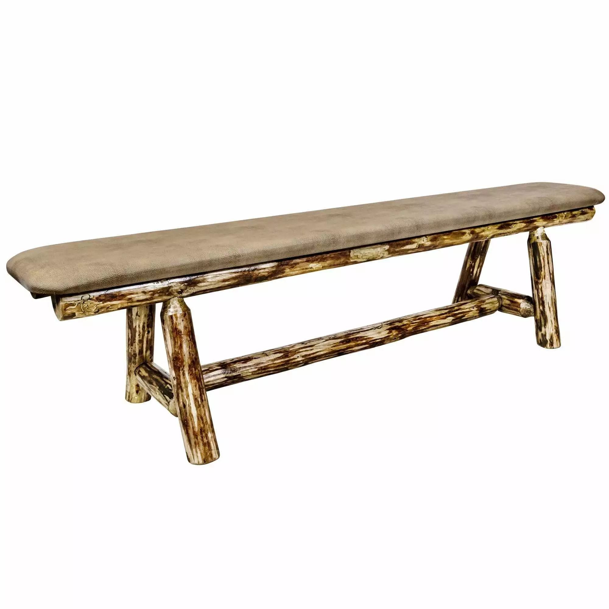Glacier Country Collection Plank Style Bench 6 Foot Buckskin Upholstery Benches Montana Woodworks