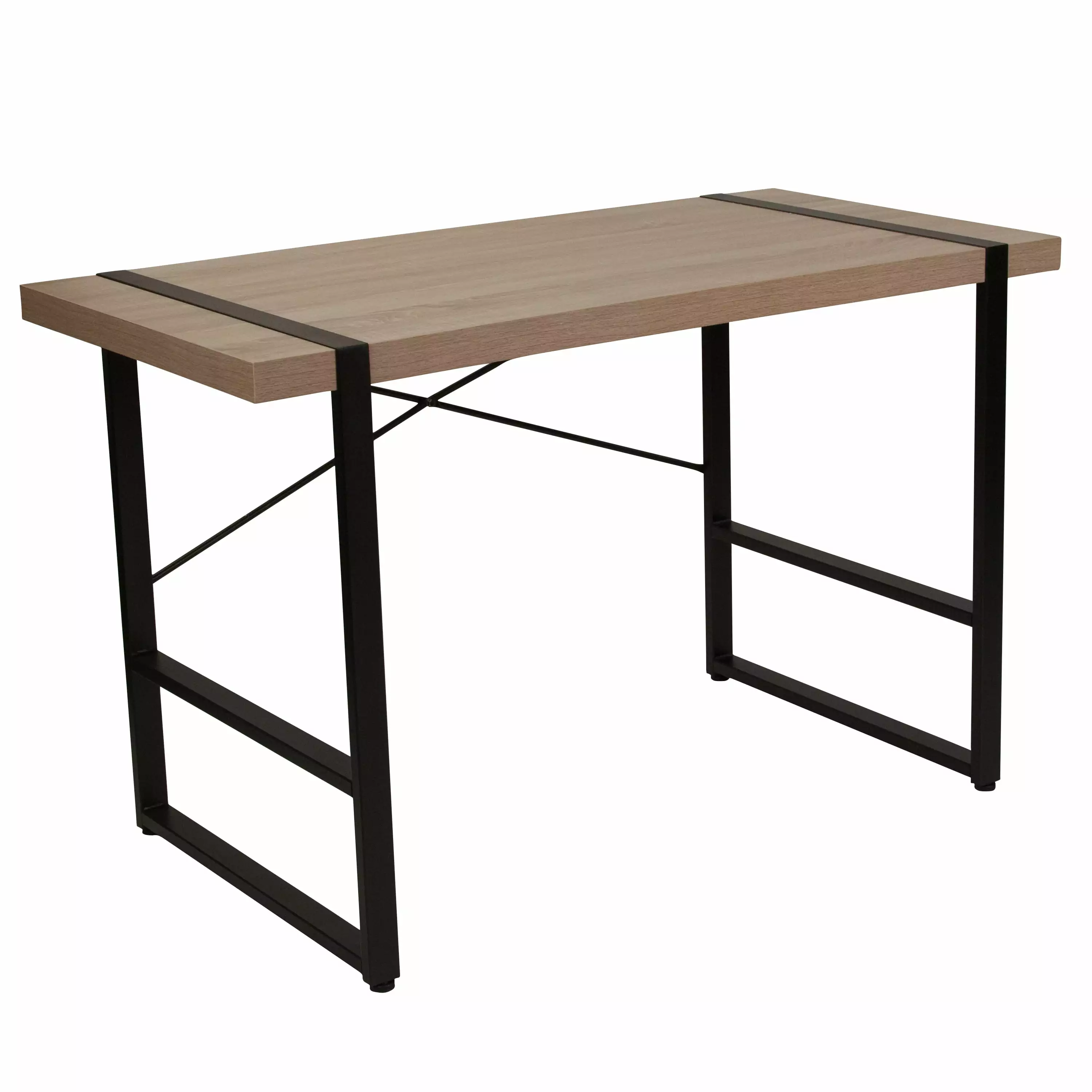 Rustic Wood Grain Finish Console Table Cross Brace Backing Console BizChair