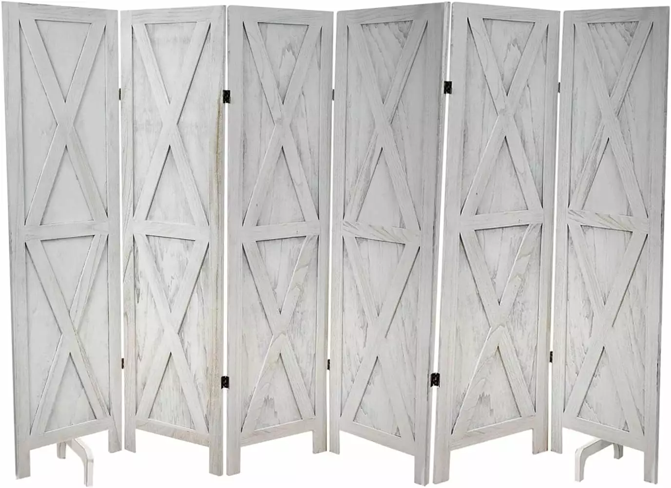 Luxury Home 6 Panel Room Divider - Rustic Barnwood Privacy Screen and Folding Partition KUANGHENG