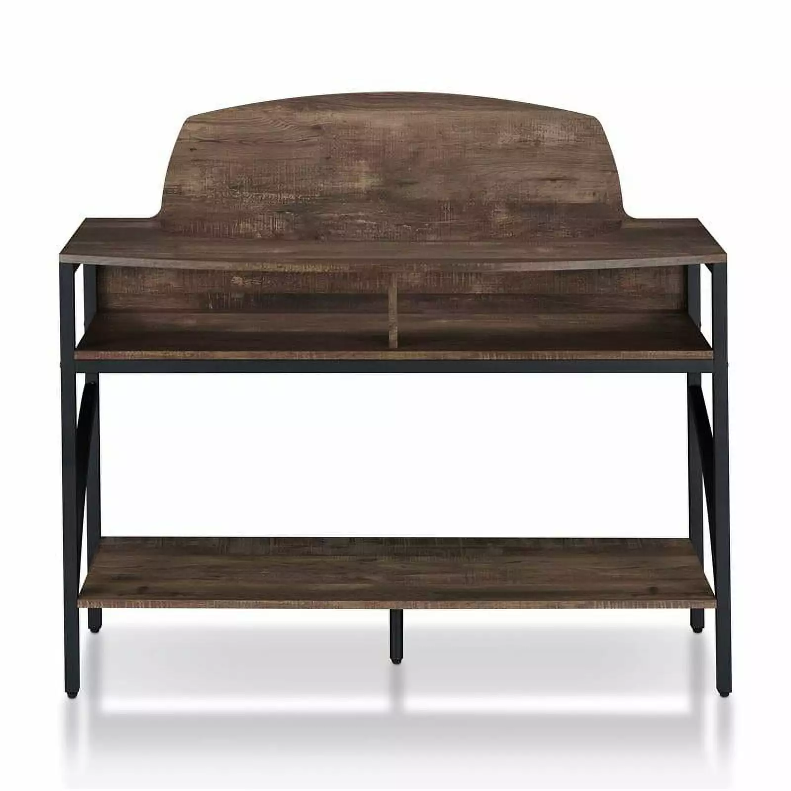 Furniture America Rodricks Wood 3-Shelf Console Table Reclaimed Oak Console