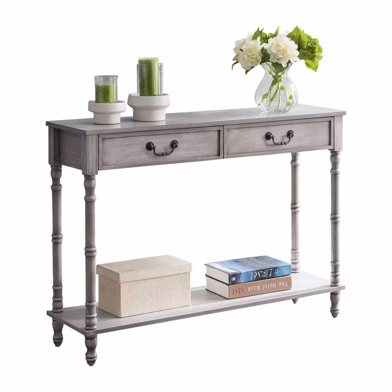 K&B Furniture Rustic 2 Drawer Console Table Farmhouse Decor Console