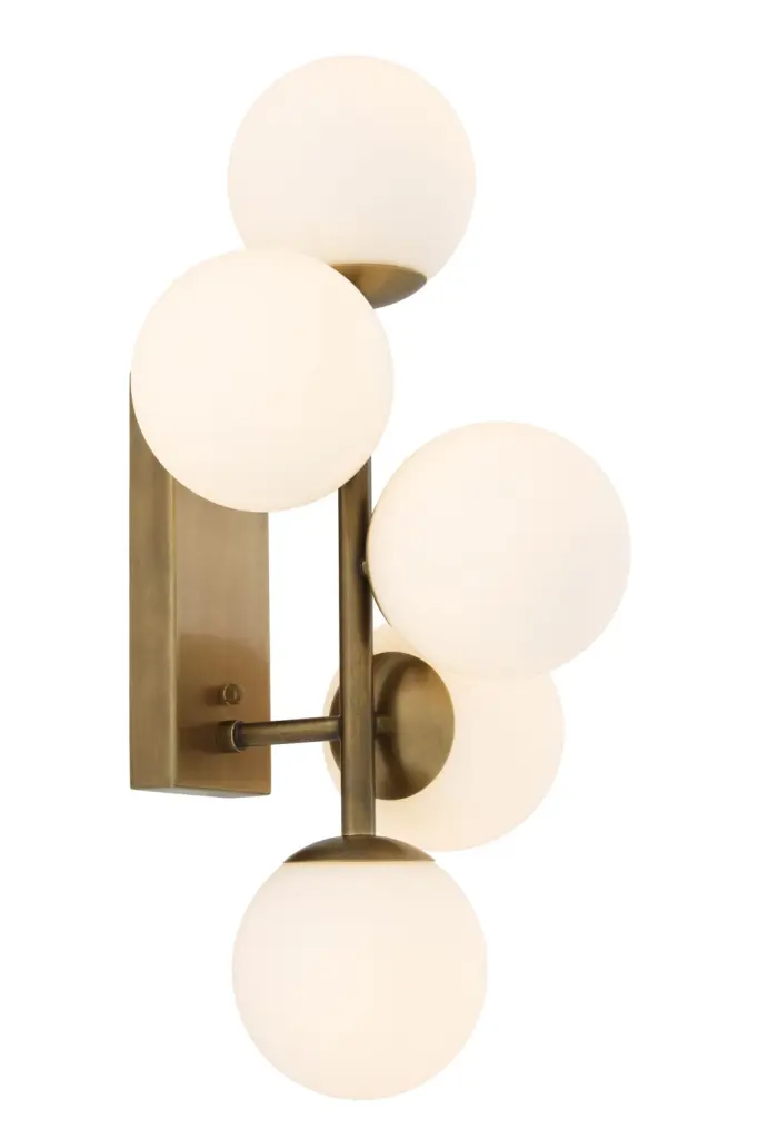 Eichholtz Libris White Glass Multi Globe Wall Lamp Bedroom