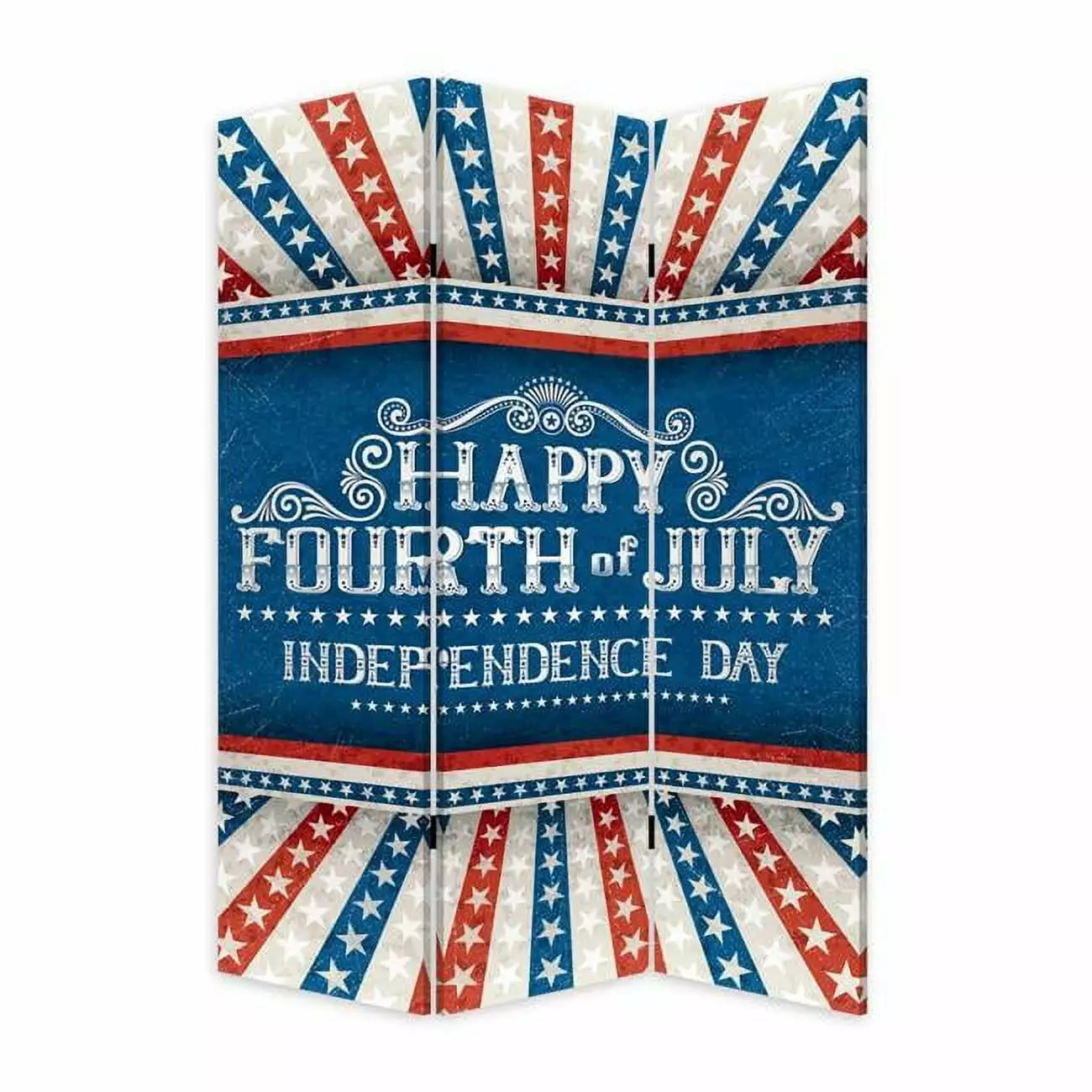 4th July Screen & Room Divider - 72 x 48 Inch Patriotic Decor - USA Themed Partition Jagged Designs