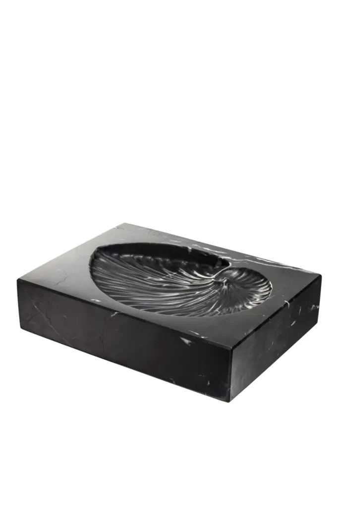 Eichholtz Conchiglia Black Marble Shell Fossil Decorative Piece