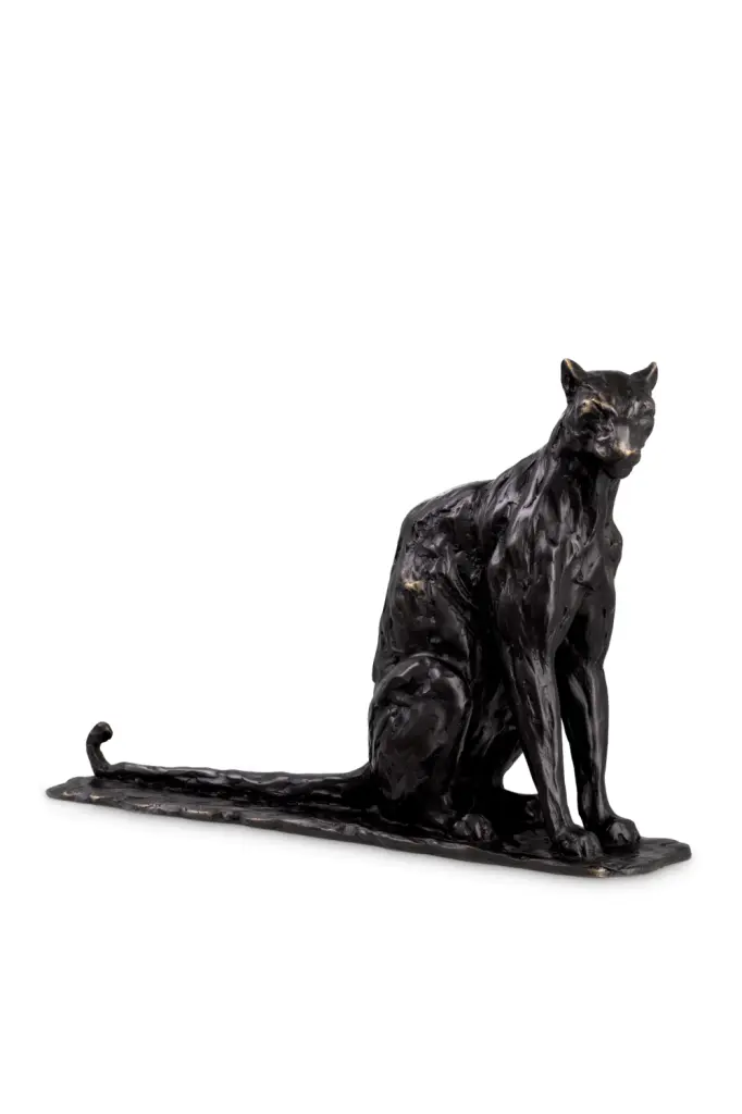 Eichholtz Sitting Panther Bronze Decorative Sculpture Modern Decor