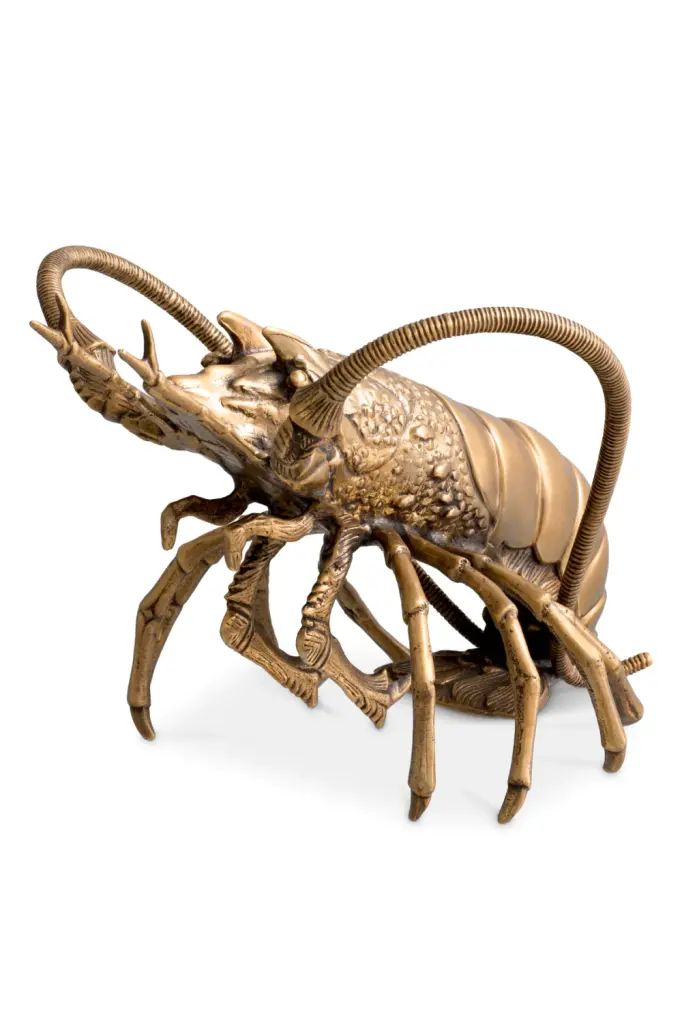 Vintage Brass Sculpture Eichholtz Lobster Art Deco Decor