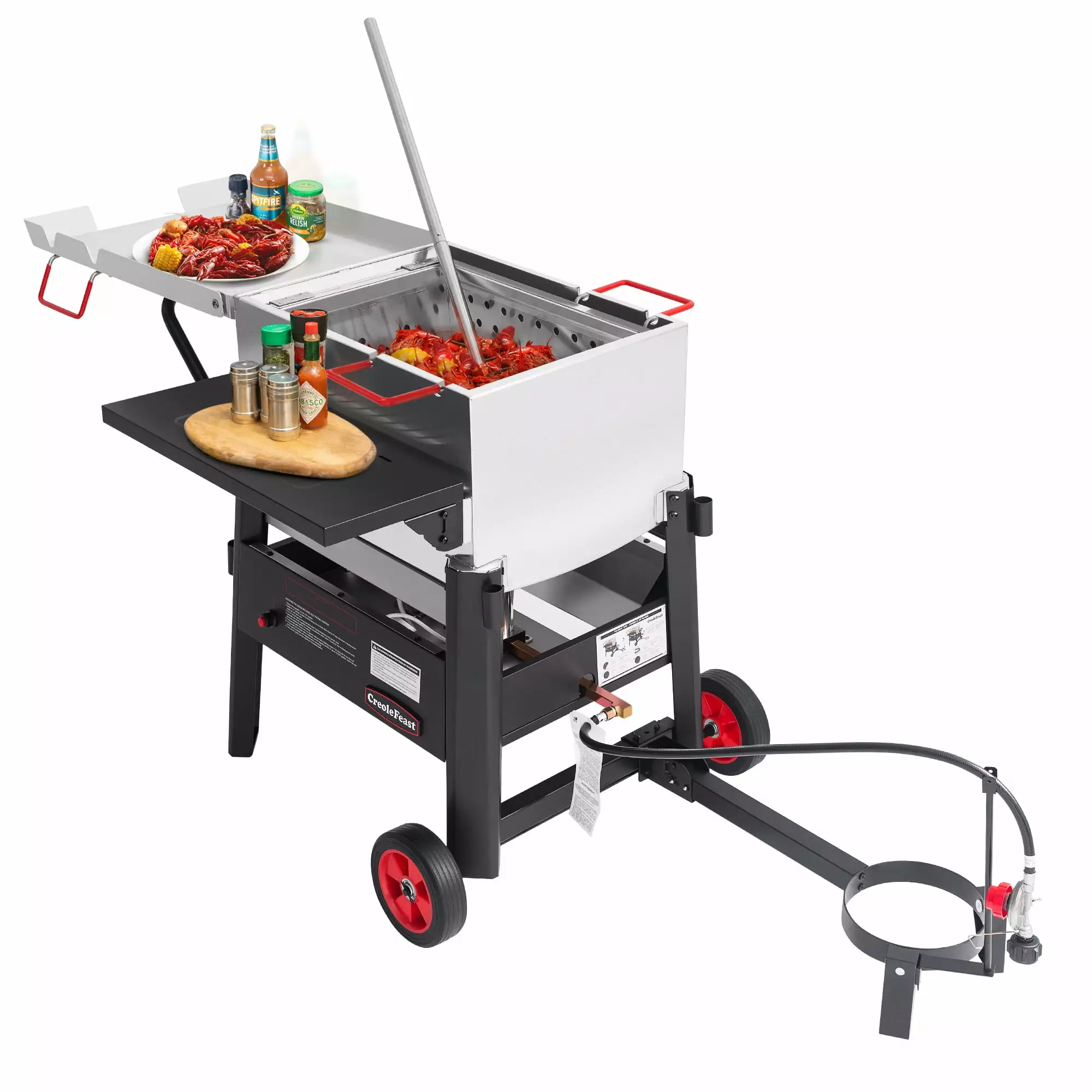 Creole Feast CFB3001 Single Sack Crawfish Seafood Boiler Foldable Bracket and Stirring Paddle