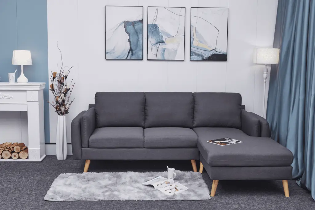 CoSoTower L-Shaped Sofa Footrests Dark Gray Double Armrests Living Room Apartment