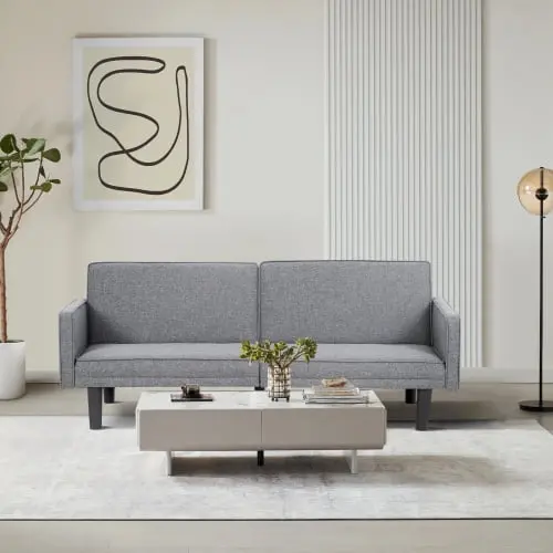 Futon Sofa Bed Convertible Sectional Sleeper Couch Loveseat Tapered Legs Living Room Study Dorm Office HD JUNTUNKOR